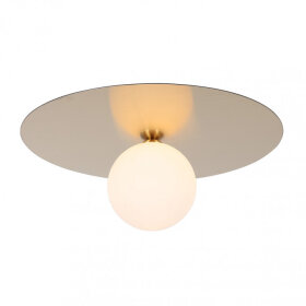 Lampa plafon złoty metalowa oprawa okrągła Spoletto PLF-201923-1 Italux mleczny klosz
