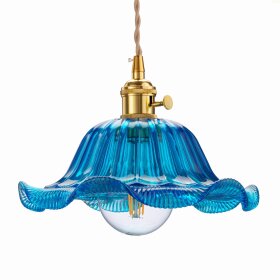 Lampa wisząca szklana w stylu Vintage ROSE niebieska 1 x E27 max 60W