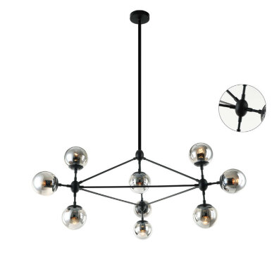 Lampa wisząca żyrandol Bao Nero Fume Orlicki Design kule ball szkło molekuły10xE27 8W