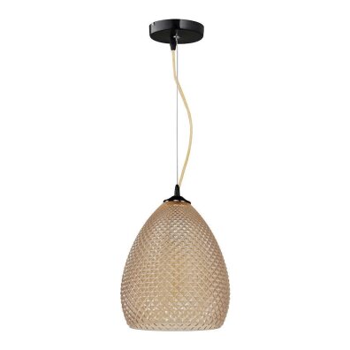 LAMPA wisząca IJIF ML5546 zwis oprawa jasny brąz kula szkło design długa 1xE27 IP20 