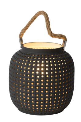 Lampa biurkowa stołowa SAFIYA Lucide szara ogrągła ball kula w stylu retro dzbanek uchwyt 1xE14 25W IP20