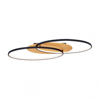 Lampa sufitowa PORASO plafon czarny/drewno PLF-93439-24W-WO Italux