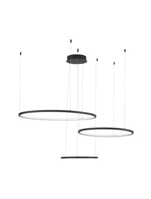 Lampa wisząca CZARNA ring modern okręgi LED 80W zwis OPRAWA