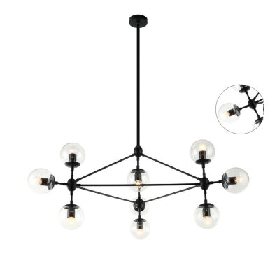 Lampa wisząca żyrandol Bao Nero Claro Orlicki Design kule ball szkło molekuły10xE27 8W