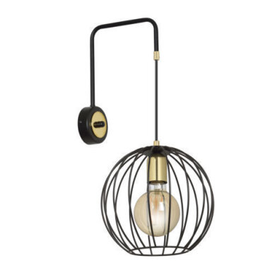 Lampa kinkiet ścienny ALBIO K1 BLACK 144/K1 czarny LOFT 1xE27