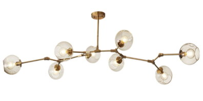 Lampa wisząca złota kule ball molekułu oprawa szkło 8xE27 40W