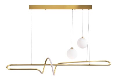 Lampa wisząca złota szczotkowana LED białe kule nad stół HERAA 120cm
