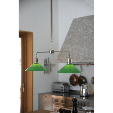 Lampa wisząca 2 punktowa szklana vintage Vela 75cm antyczny mosiądz / zielony 109161 Markslojd