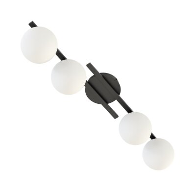 Lampa sufitowa KAIRO 4 BL OPAL plafon, klosz, czarna, biała Emibig