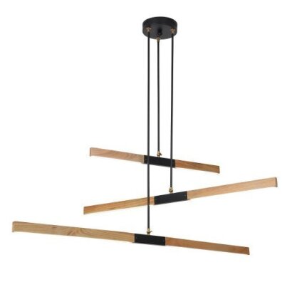 Lampa sufitowa wisząca żyrandol LUGANO 3 Light Prestige drewno brązowa czarna w stylu skandynawskim 3xLED 
