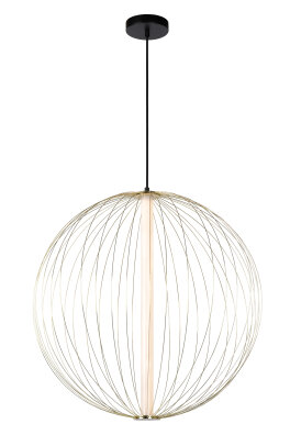Lampa wisząca CARBONY Lucide okrągła złota metal drut z funkcja ściemniania w stylu LOFT 1xLED 10W