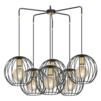 Lampa sufitowa wisząca żyrandol ALBIO 6 BLACK 144/6 czarna LOFT