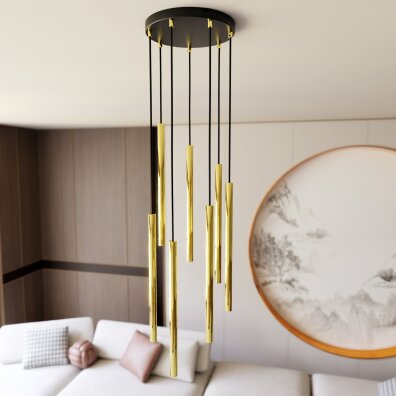 Lampa wisząca SELTER 7 PREMIUM GOLD 1332/7PREM złota/sople Emibig