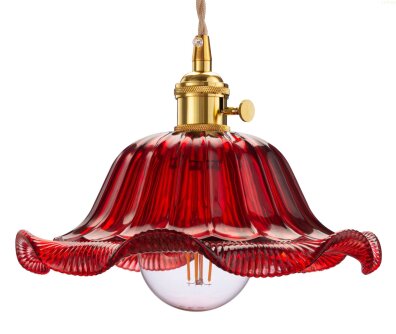 Lampa wisząca szklana w stylu Vintage ROSE czerwona 1 x E27 max 60W