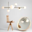 Lampa wisząca do salonu złota Balia białe kule Loft regulowana wysokość 2xE27 4x14 (5)