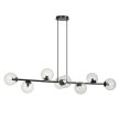 Lampa wisząca żyrandol ROSSI 8 BL TRANSPARENT 874/8 czarna transparentne klosze ball kula 8xE14