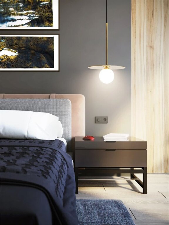 WISZĄCA lampa ZWIS złota Spoletto Italux PND-201923-1 mleczna kula oprwa metalowa