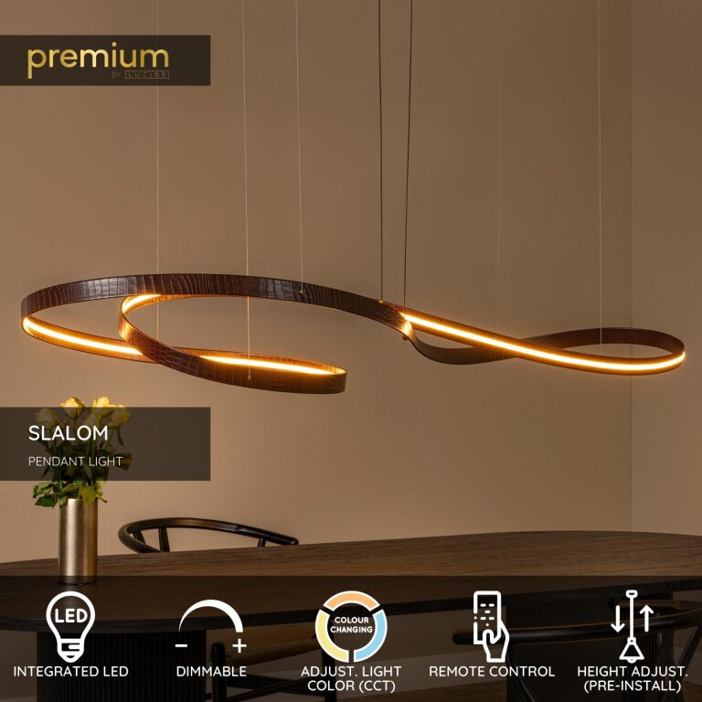 Lampa wisząca duża nad stół SLALOM 13493/68/96 brązowa PILOT (5)