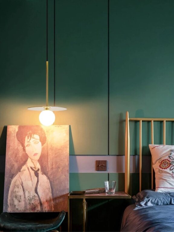 WISZĄCA lampa ZWIS złota Spoletto Italux PND-201923-1 mleczna kula oprwa metalowa