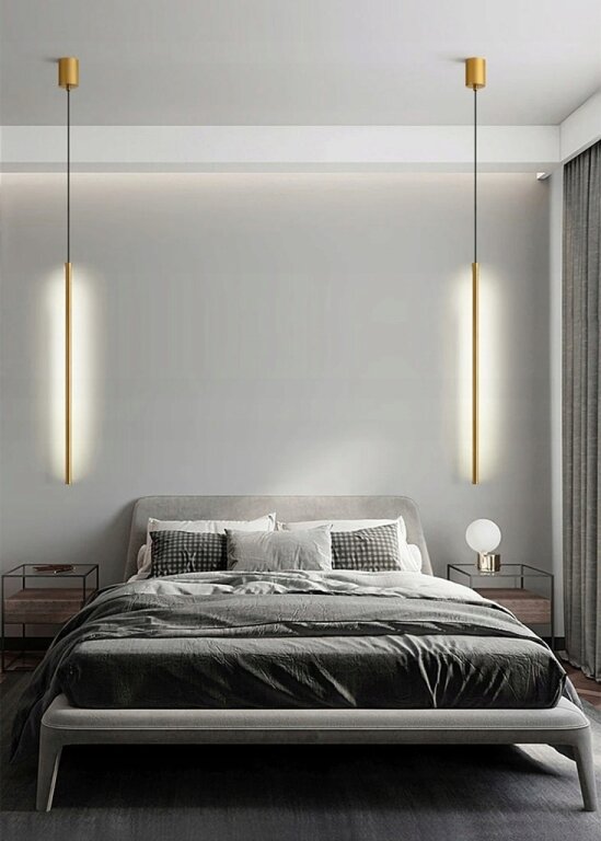 Lampa wisząca nowoczesna 1-płomienna LED minimalistyczna złota 100cm  (4)