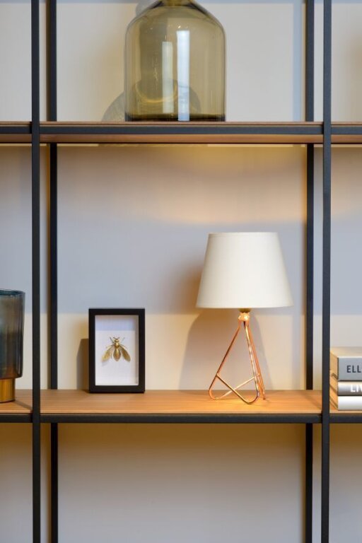 Lampa biurkowa stołowa GITTA Lucide biała złota klosz glamour 1xE14 40W IP20 (2)