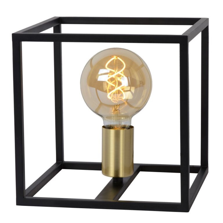 Lampa biurkowa stołowa RUBEN Lucide kwadratowa czarna żarówka loft 1xE27 40W IP20 (2)