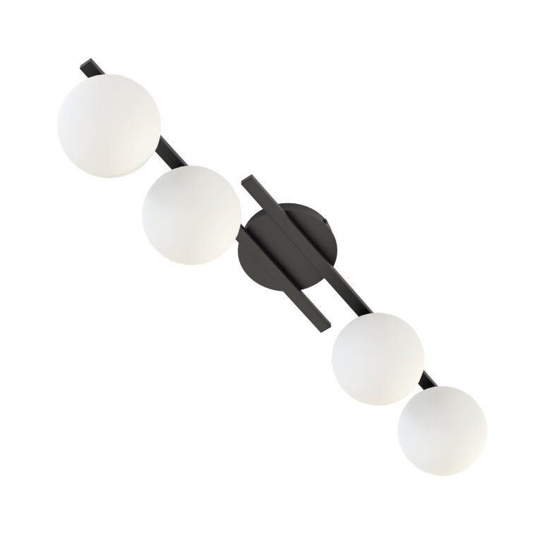 Lampa sufitowa KAIRO 4 BL OPAL plafon, klosz, czarna, biała Emibig (1)