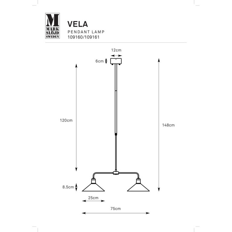 Lampa wisząca 2 punktowa szklana vintage Vela 75cm antyczny mosiądz / błyszczący biały 109160 Markslojd (4)