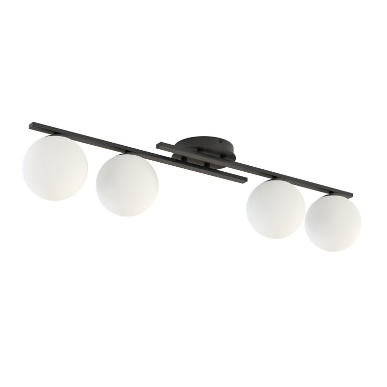 Lampa sufitowa KAIRO 4 BL OPAL plafon, klosz, czarna, biała Emibig (4)