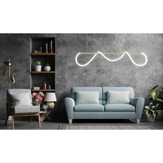 Nowoczesna designerka lampa wisząca ILDYZ listwa złota biały wężyk LED 21W  (3)