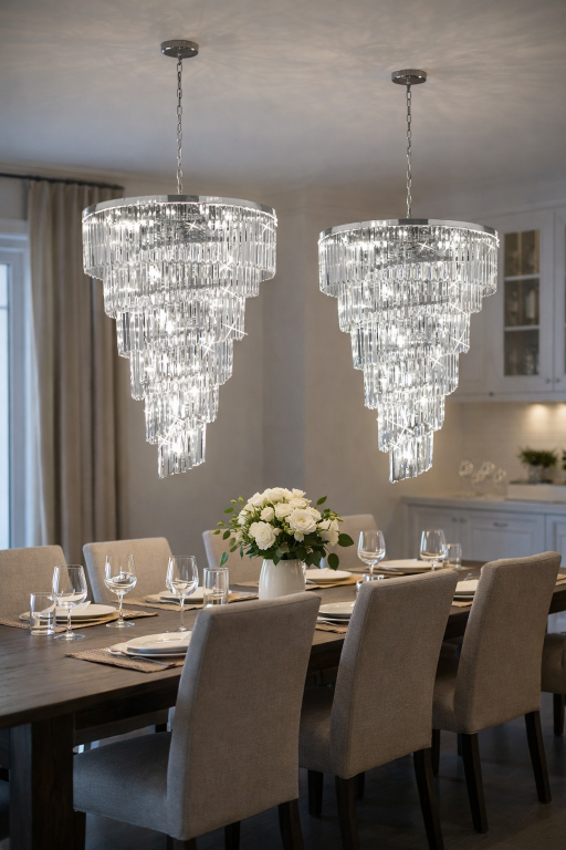 Duża lampa wisząca do salonu/jadalni kryształy spirala HERRA 80cm chrom (3)