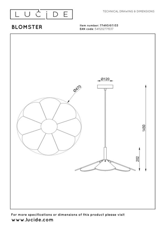 Lampa wisząca BLOMSTER 77493/07/33 Lucide zielona drewno/metal IP20 (3)